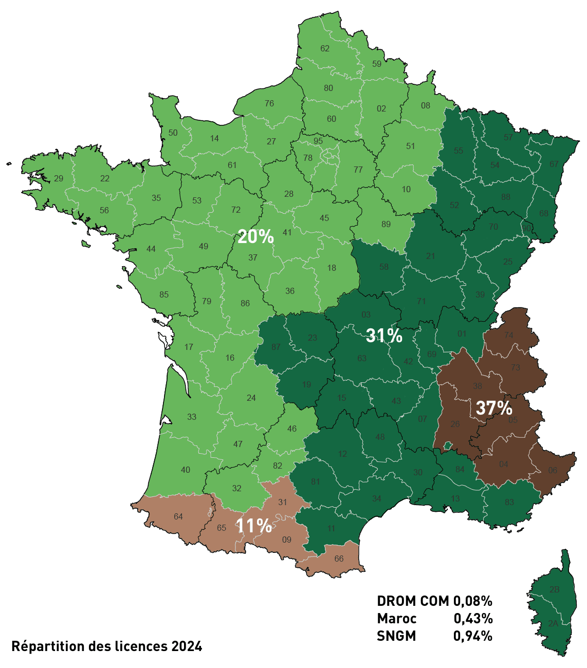 Répartition géographique des clubs FFCAM